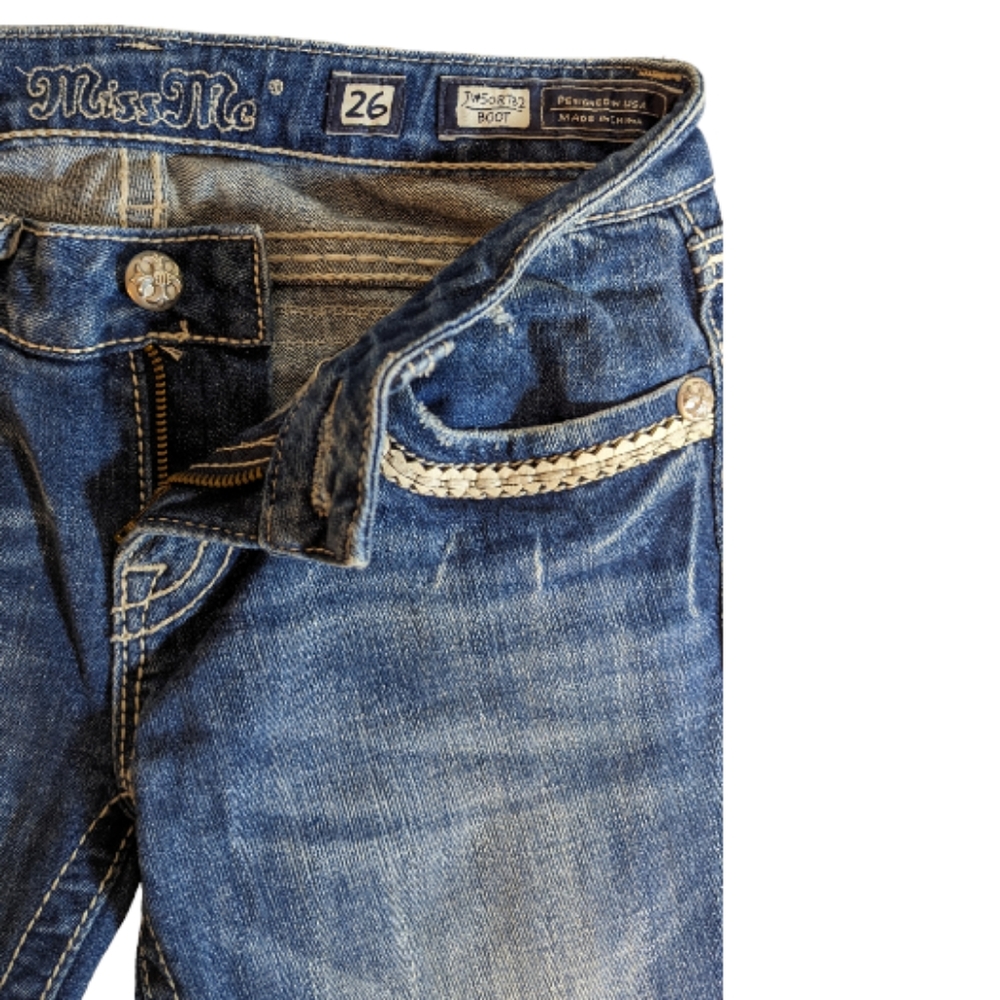 Womens Blue Embroidered Bootcut Jeans - 7 For All Mankind Style - Picture 13 of 15